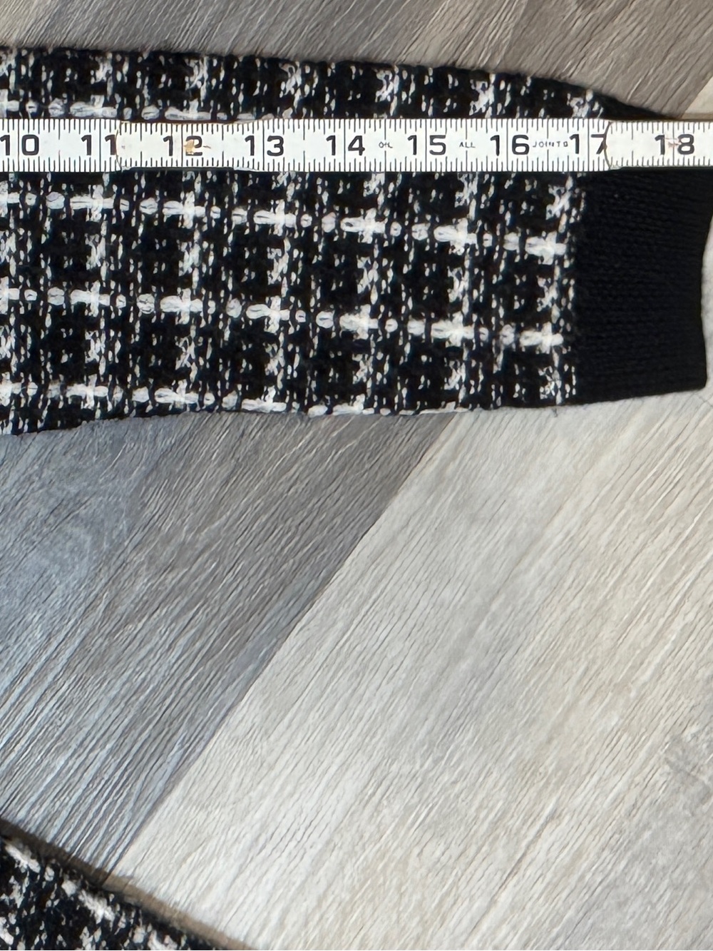 Talbots Black & White Tweed Long Cardigan Merino Wool Sweater with Gold Buttons - Picture 7 of 9
